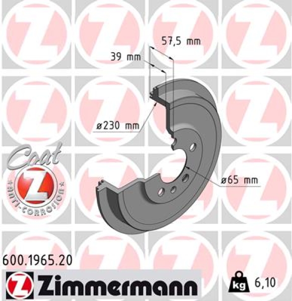 Brzdový buben Zimmermann 600.1965.20